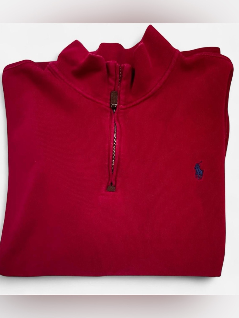XLT Polo by Ralph Lauren Men's Half-Zip Sweater - Red with Navy Logo